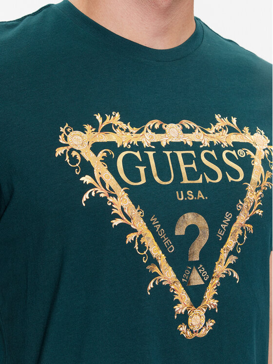 Guess Guess T-Shirt M4RI62 K9RM1 Zielony Slim Fit