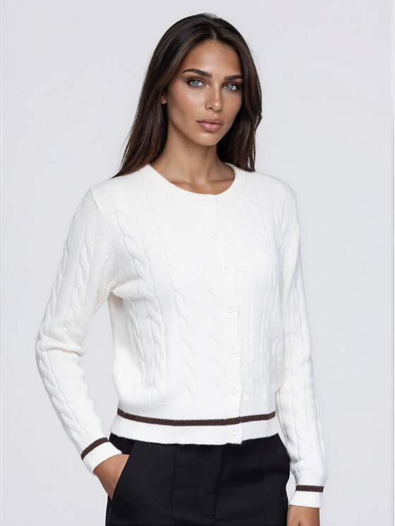 Ombre Ombre Svetr OW-SW-E0028 Krémová Slim Fit
