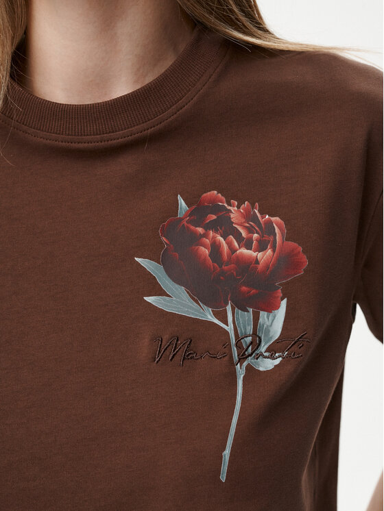 MARI PRETI MARI PRETI Bluzka Flower Brązowy Regular Fit