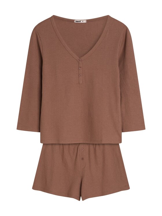Esotiq Esotiq Piżama 42563 Brązowy Regular Fit