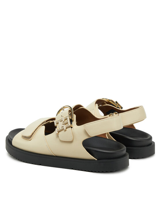 Tommy Hilfiger Tommy Hilfiger Basutės Leather Sporty Sandal FW0FW08799 Écru