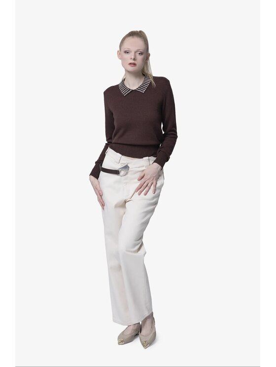 PINKO PINKO Sweter Ventotene Brązowy Regular Fit