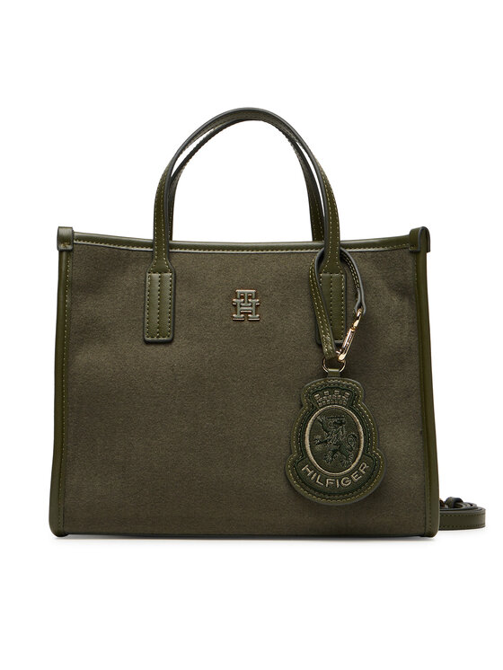 Tommy Hilfiger Tommy Hilfiger Ročna torba City Small Tote Melton AW0AW17852 Khaki