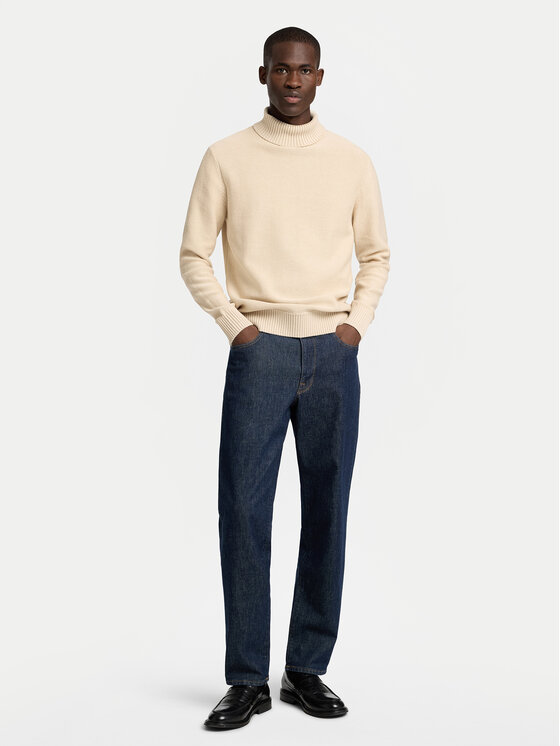 Selected Homme Selected Homme Bluză cu gât 16086644 Bej Regular Fit