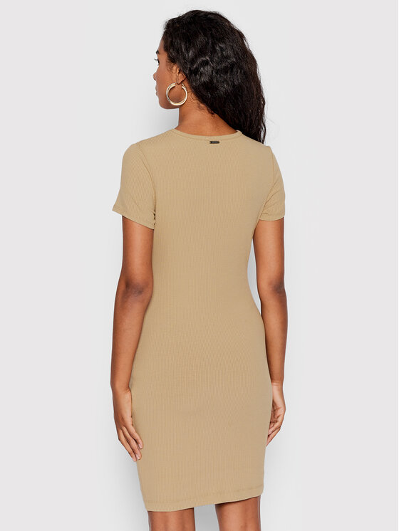 Guess Guess Kötött ruha Lana WBYK95 KB9E2 Bézs Slim Fit