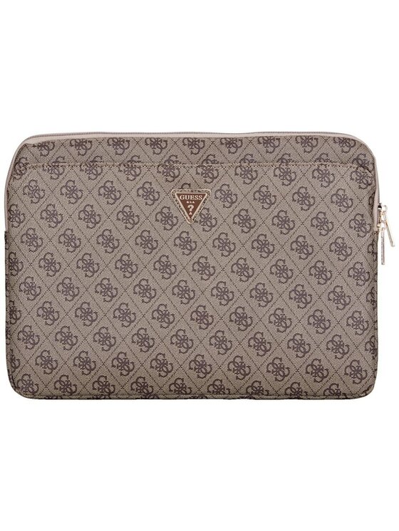 Guess Guess Torba na laptopa Sleeve 14" 4G Zipper Pocket Triangle Logo Brązowy