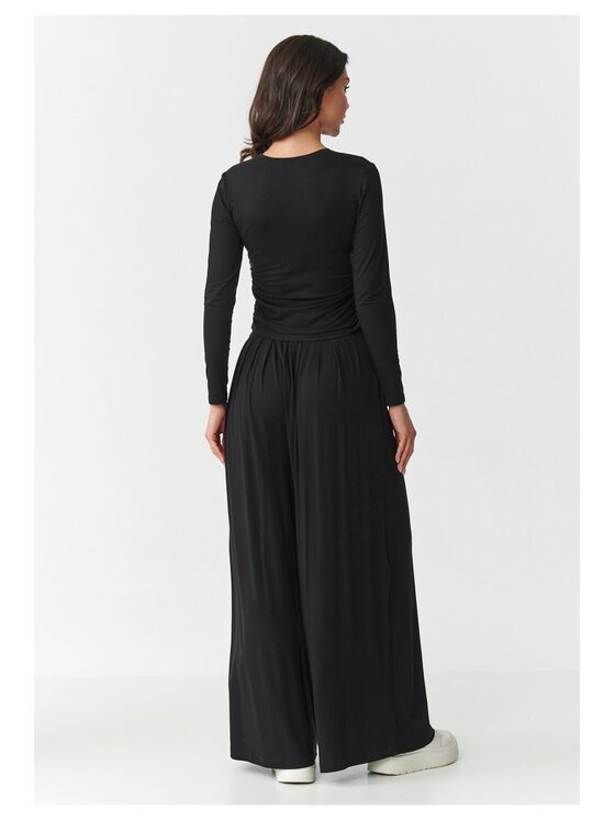 Makadamia Makadamia Komplet bluzka i spodnie M892 Czarny Loose Fit