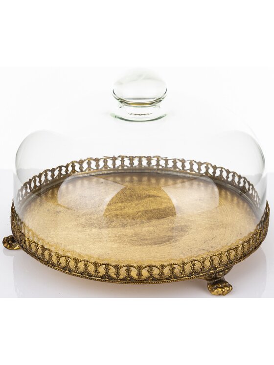 MIAhome MIAhome Patera taca okrągła z kloszem 17x25x25 cm OMBRA Złoty