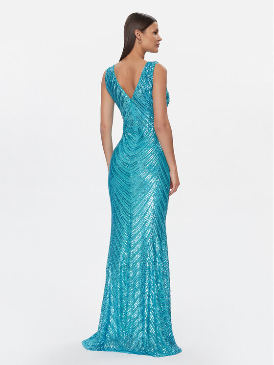 Fracomina Fracomina Večerné šaty FQ24SD3029W66701 Tyrkysová Slim Fit