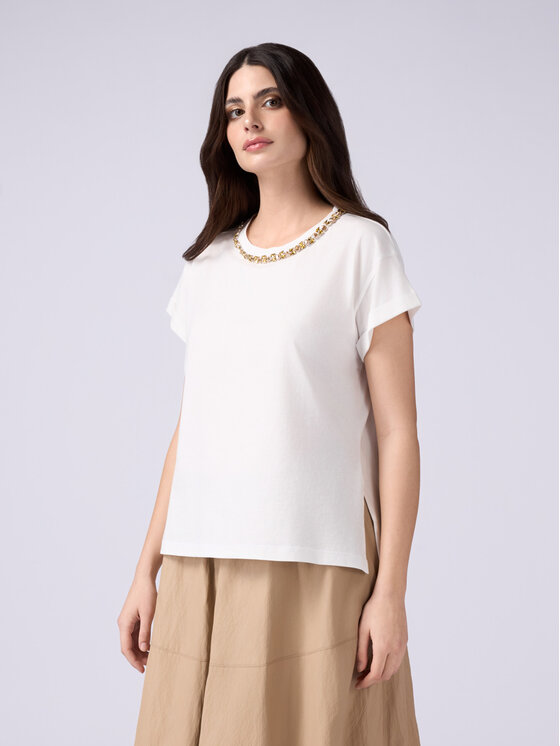 Oltre Oltre T-Shirt G379J004160N011 Biały Regular Fit