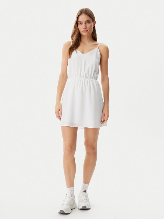 Tommy Jeans Tommy Jeans Rochie de vară Essential DW0DW20613 Alb Regular Fit