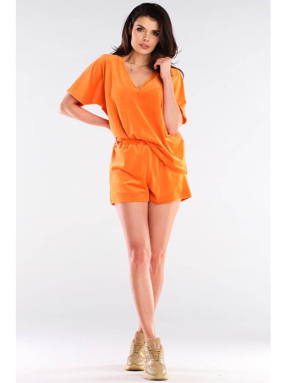 Awama Awama Bluzka A416 Pomarańczowy Basic Fit