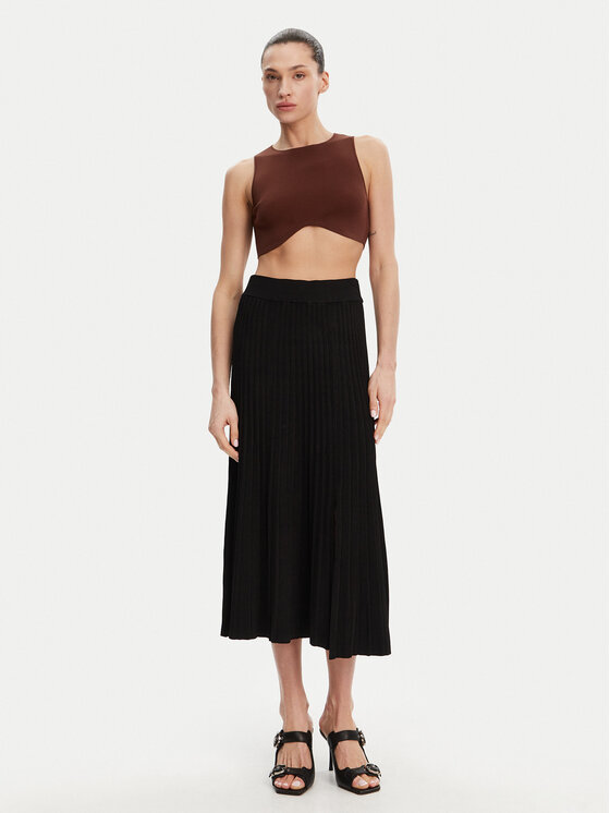 DKNY DKNY Plisovaná sukně P4JRAT77 Černá Regular Fit