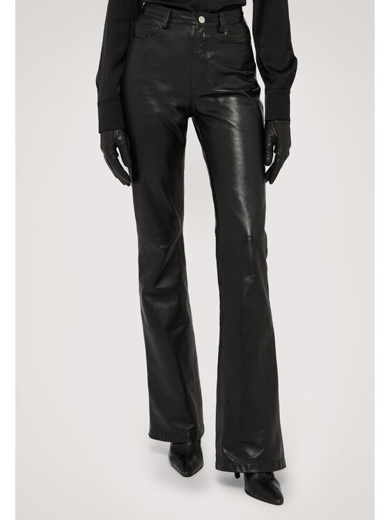 Trussardi Trussardi Pantaloni di pelle P324A002272N033 Nero Flare Fit