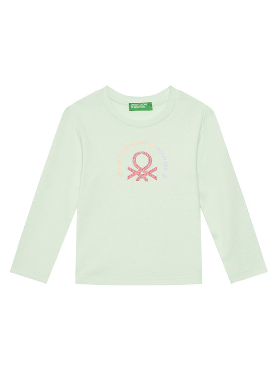 United Colors Of Benetton Bluzka 3I9WG10HV Zielony Slim Fit
