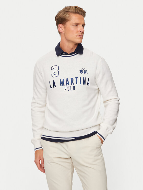 La Martina La Martina Sweater ZMS303 YW120 Ekru Regular Fit