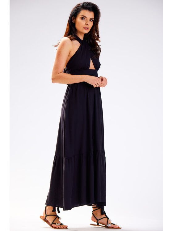 Awama Awama Sukienka letnia A583 Czarny Basic Fit