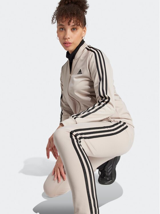 adidas adidas Treniņtērps Essentials 3-Stripes IJ8786 Bēšs Slim Fit