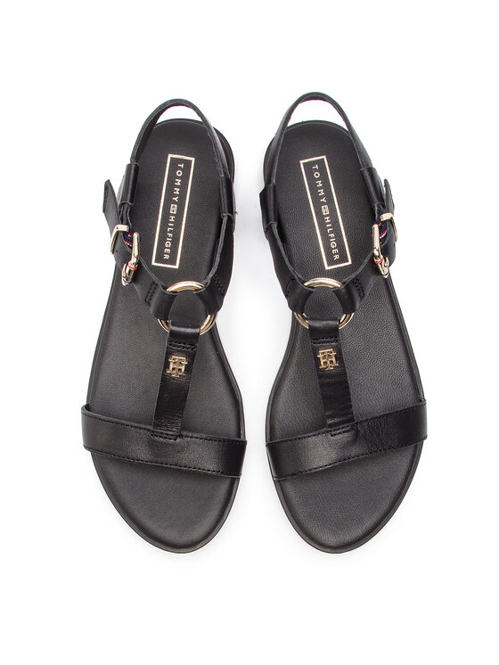 Tommy Hilfiger Sandales Elevated Leather Flat Sandal FW0FW03946 Noir Modivo