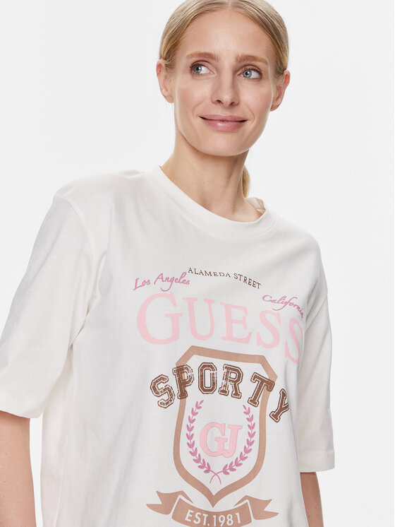 Guess Guess Marškinėliai V4RI07 K8FQ4 Balta Boxy Fit
