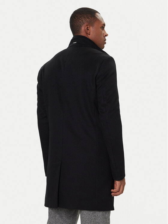 BOSS BOSS Volneni plašč H-Hyde 50551078 Črna Slim Fit