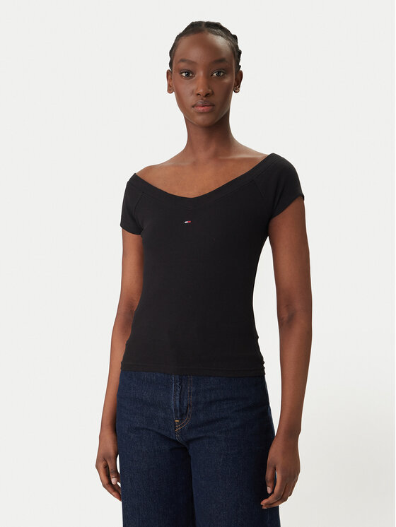 Tommy Jeans Tommy Jeans Blúz DW0DW22265 Fekete Slim Fit