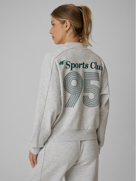 4F 4F Bluza SPORTS CLUB Szary jasny Loose Fit