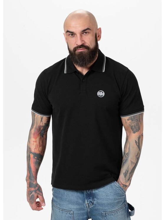 PITBULL PITBULL Polo Koszulka Polo Pique Stripes Regular XL Czarny Regular Fit