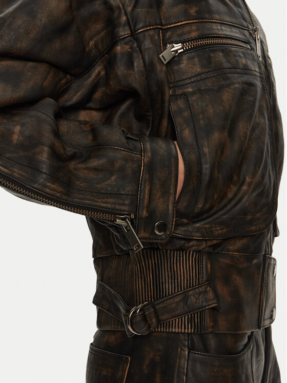 Gestuz Gestuz Geacă de piele Linera 10909473 Maro Loose Fit