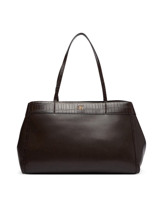 Calvin Klein Calvin Klein Дамска чанта Ck Croc Snap Large Tote LV04F3904G Тъмнокафяв