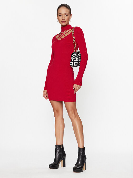 Guess Guess Džemper haljina W3BK0W Z2YJ2 Crvena Slim Fit