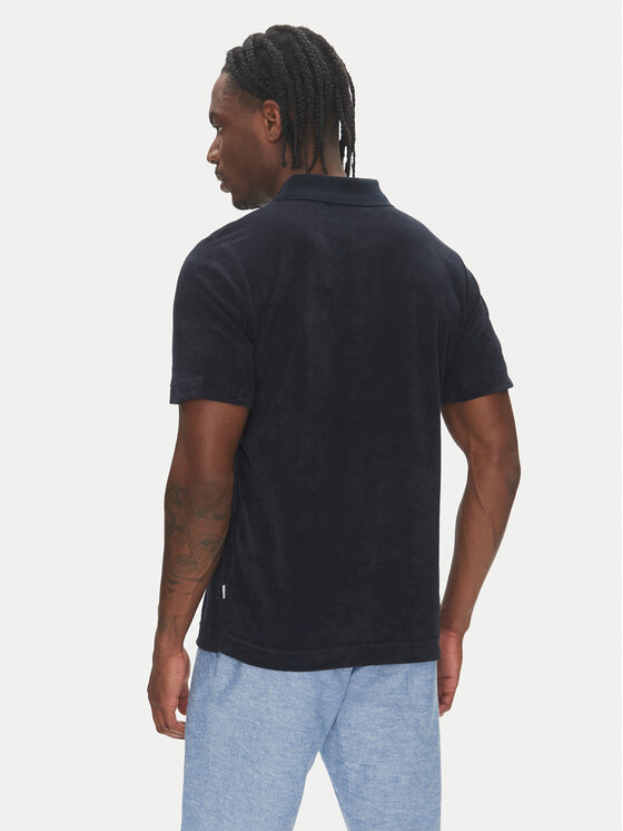 Lindbergh Lindbergh Тениска с яка и копчета 30-404263 Тъмносин Relaxed Fit
