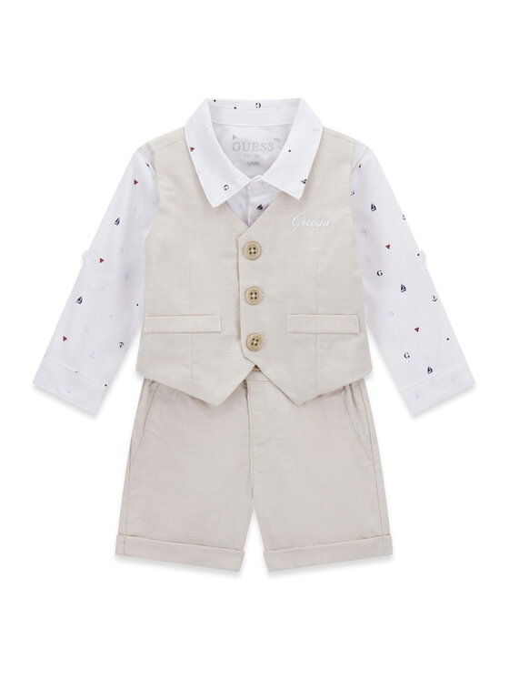 Guess Guess Sada košile, vesta a textilní kalhoty I6RG12 WF6P0 Béžová Regular Fit