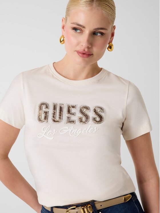 Guess Guess T-Shirt 183424 Beżowy Classic Fit