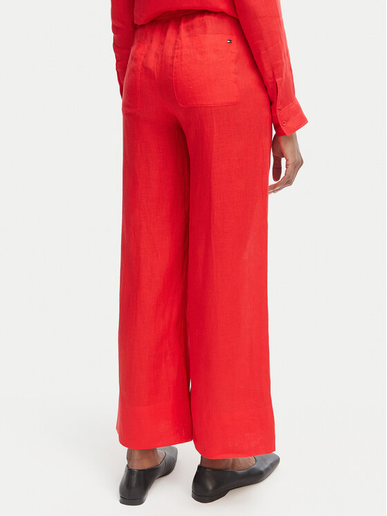 Tommy Hilfiger Tommy Hilfiger Hlače iz tkanine WW0WW48970 Oranžna Wide Leg