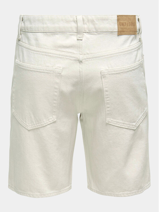 Only & Sons Only & Sons Szorty jeansowe Edge 22026558 Écru Regular Fit