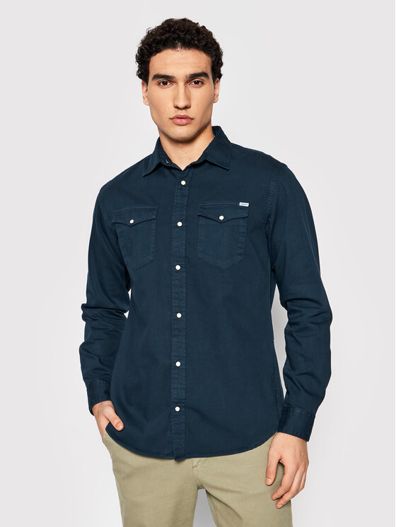 Jack&Jones Krekls Sheridan 12138115 Tumši zils Slim Fit