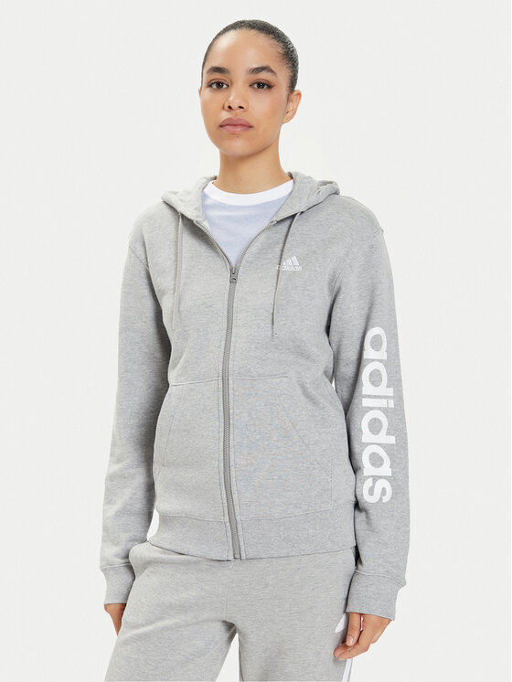 adidas Mikina Essentials Linear IC6866 Sivá Regular Fit