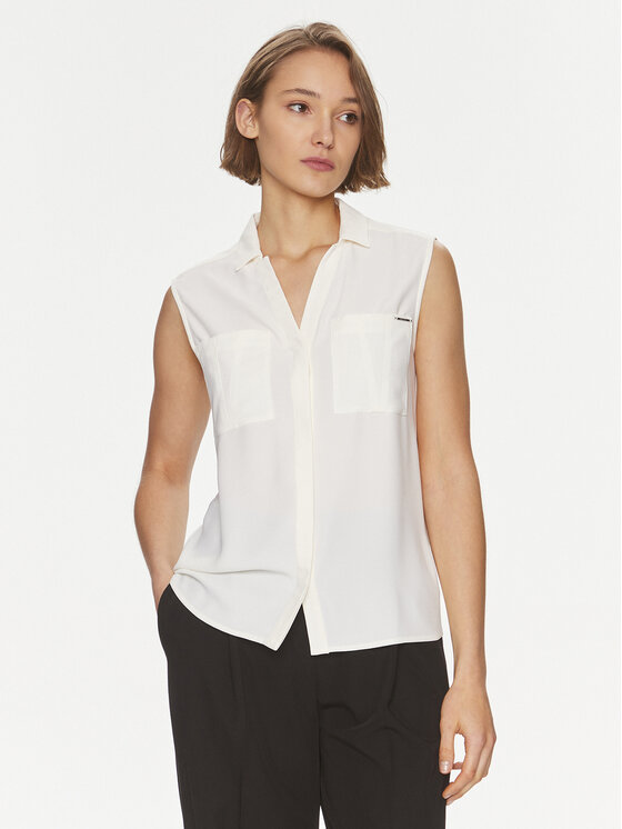 Calvin Klein Calvin Klein Cămașă K20K207031 Écru Regular Fit