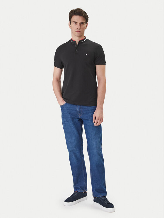 Tommy Hilfiger Tommy Hilfiger Polokošeľa Mao MW0MW34752 Čierna Slim Fit