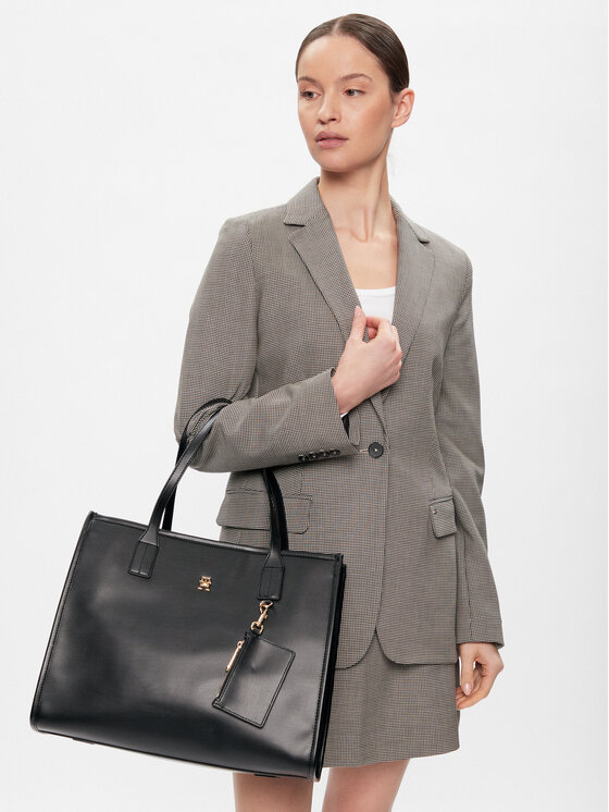Tommy Hilfiger Tommy Hilfiger Kabelka Th City Tote AW0AW15690 Čierna