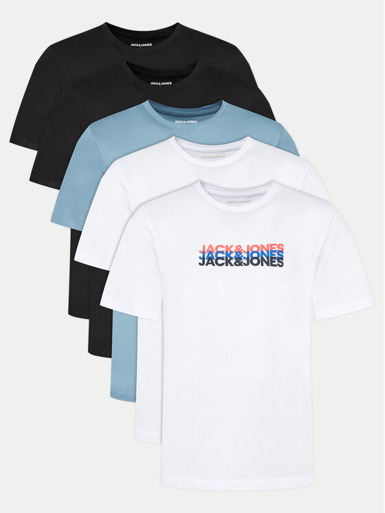 Jack&Jones Set 5 tricouri Cyber 12267866 Colorat Standard Fit