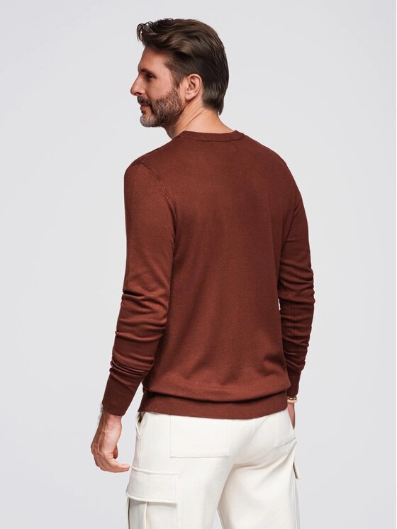 Ombre Ombre Sweter OM-SWSW-0183 Bordowy Regular Fit