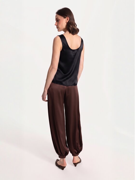 Cat&Cat Cat&Cat Top jedwabny basic Czarny Regular Fit