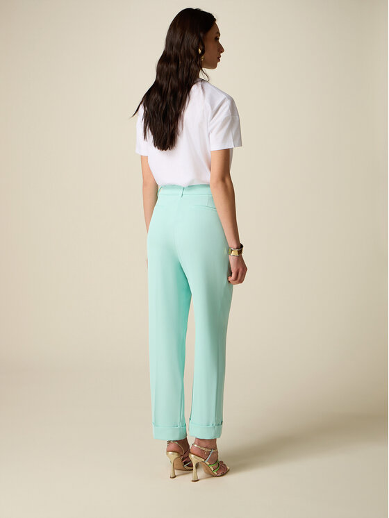 Oltre Oltre Pantaloni di tessuto P003R008871N005 Turchese Regular Fit