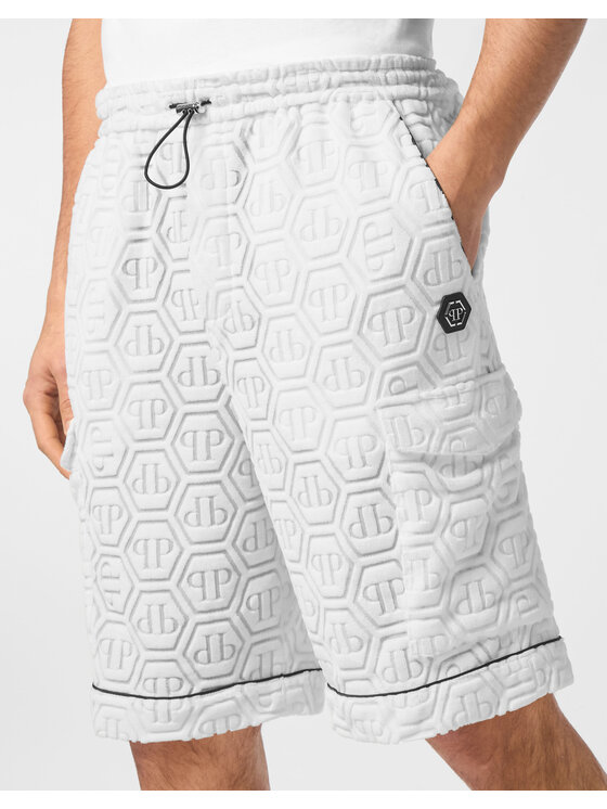 PHILIPP PLEIN PHILIPP PLEIN Bavlnené šortky 24229 Biela Regular Fit