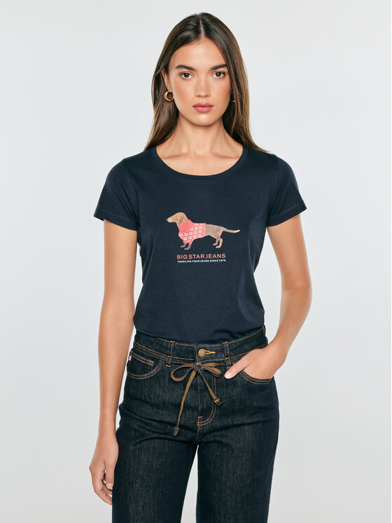 BIG STAR BIG STAR T-Shirt MADISONA Granatowy Basic Fit