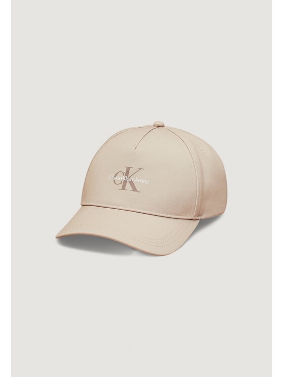 Kapelusz Calvin Klein Jeans, Beżowy, MONOLOGO PRINT CAP WARM