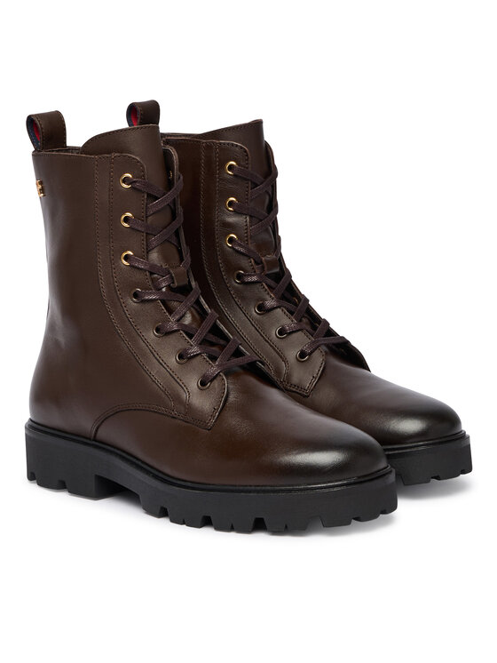 Tommy Hilfiger Tommy Hilfiger Saapad TH Stud Leather Lace-Up Boot FW0FW09571 Pruun