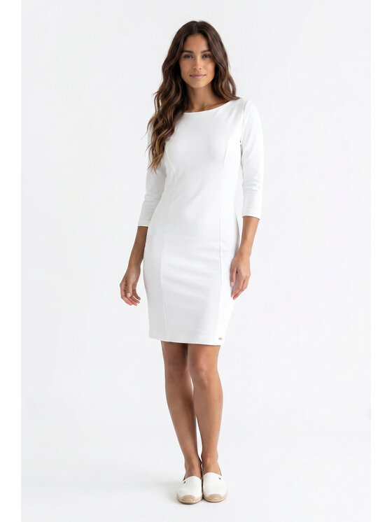 FIGL FIGL Sukienka koktajlowa M1351 Kremowy Straight Fit